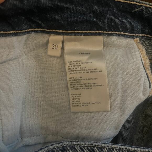 L'Agence Milana Raw Hem Low Rise Straight Leg Jeans Ravine Blue Size 30 - Picture 8 of 8